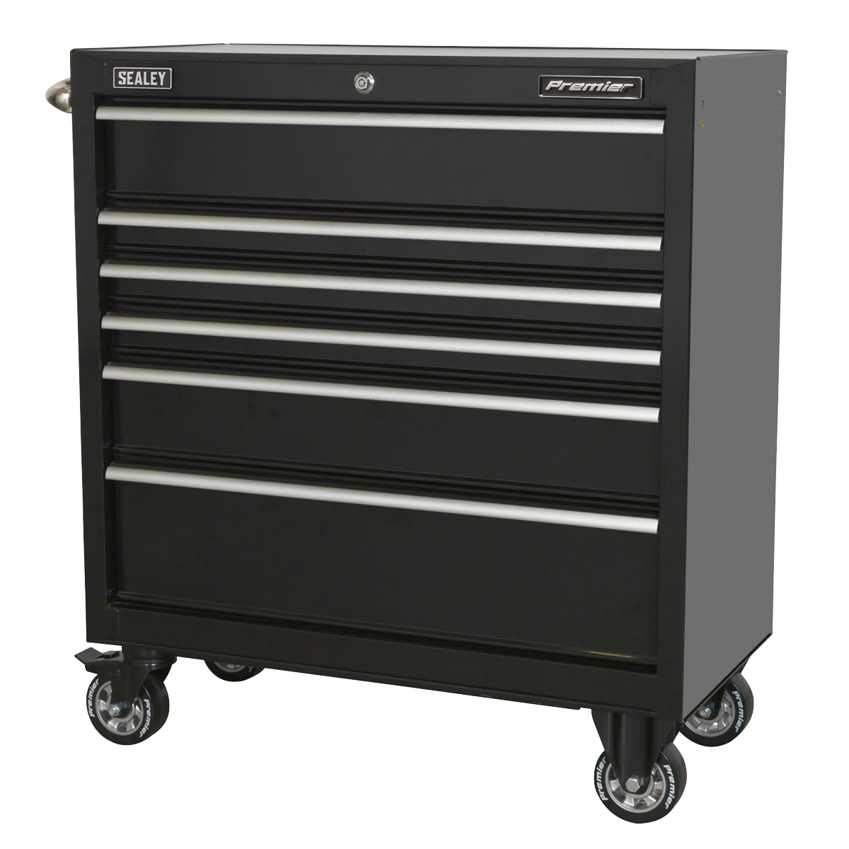 Heavy-Duty Rollcab 930mm 6 Drawer - Black PTB93006