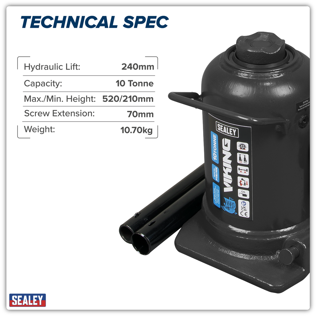 Telescopic Bottle Jack 10 Tonne PTBJ10S