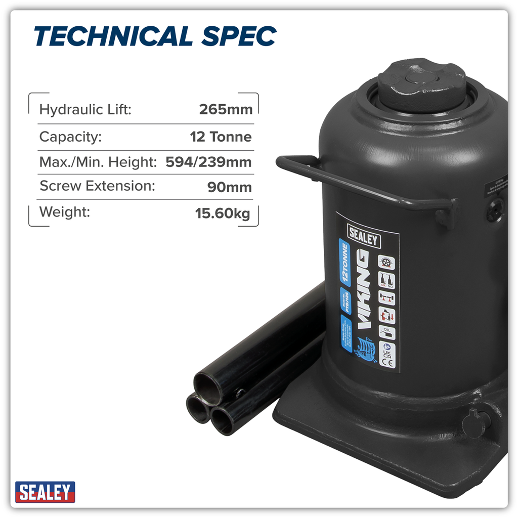 Telescopic Bottle Jack 12 Tonne PTBJ12S
