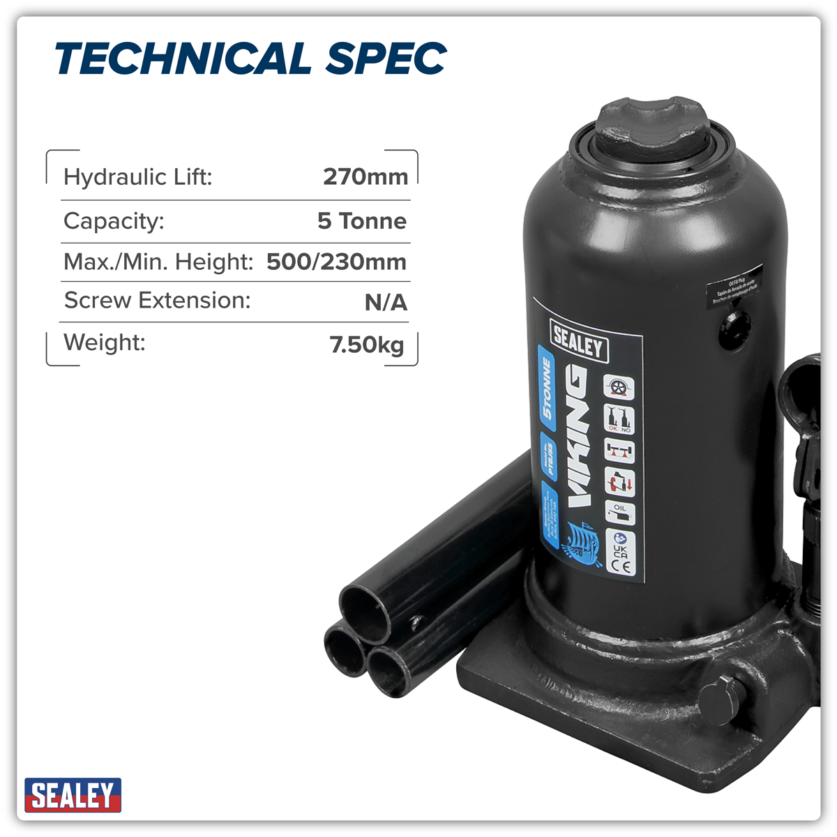 Telescopic Bottle Jack 5 Tonne PTBJ5S
