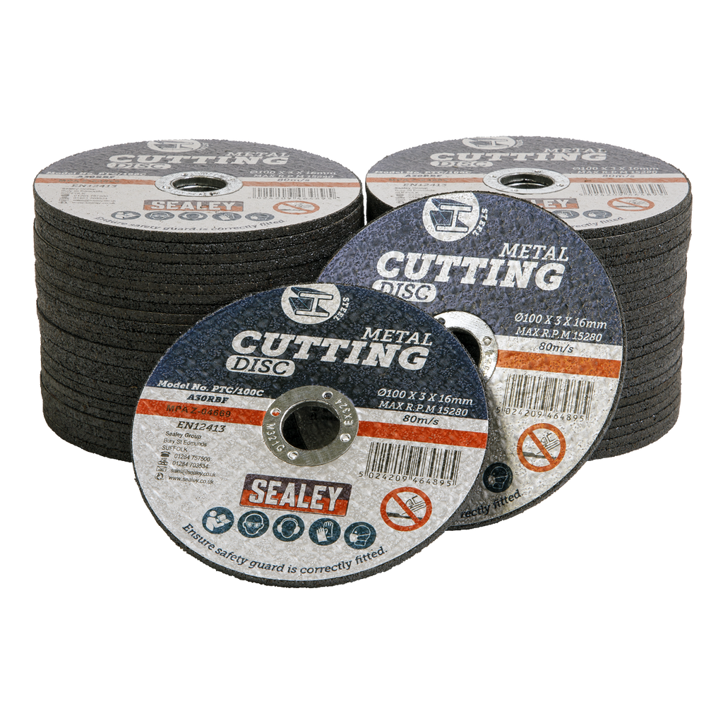 100 x 3mm Cutting Disc 16mm Bore - Pack of 50 PTC/100C50