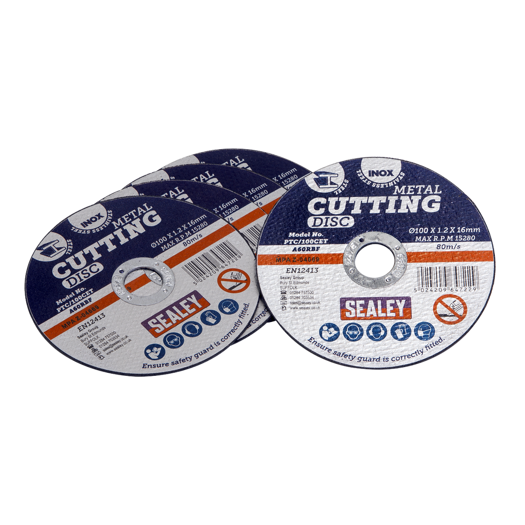 100 x 1.2mm Cutting Disc 16mm Bore - Pack of 5 PTC/100CET5