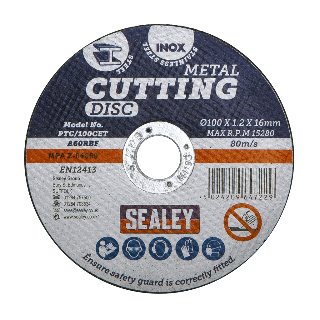 100 x 1.2mm Cutting Disc 16mm Bore PTC/100CET