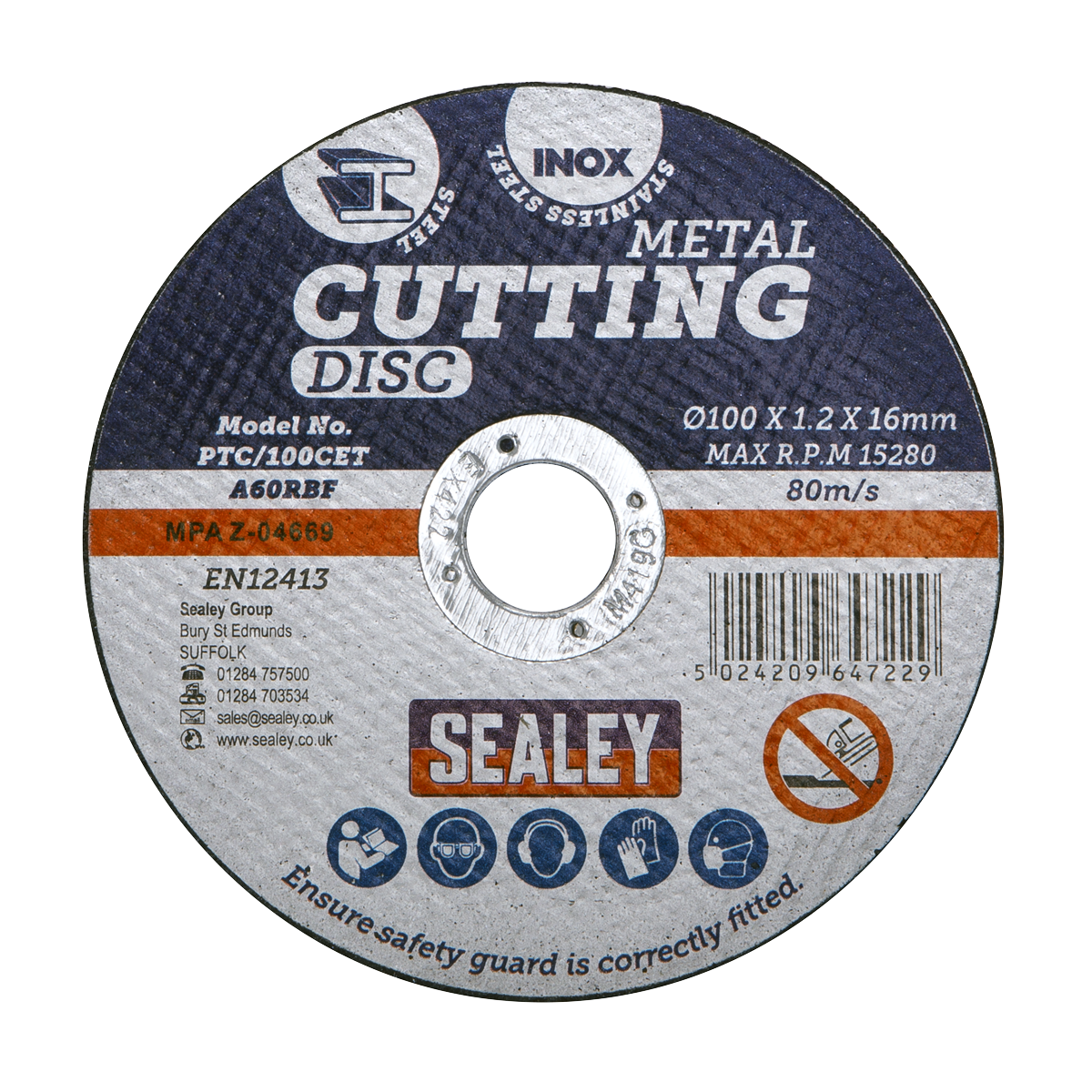 100 x 1.2mm Cutting Disc 16mm Bore PTC/100CET