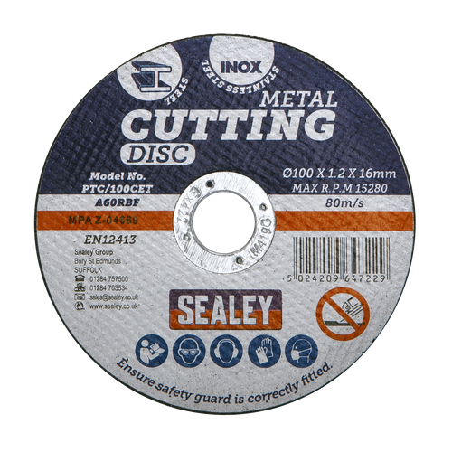 100 x 1.2mm Cutting Disc 16mm Bore PTC/100CET