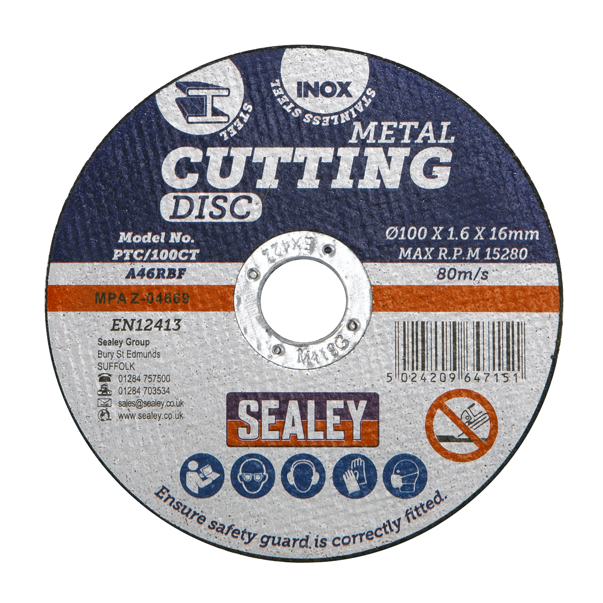 100 x 1.6mm Cutting Disc 16mm Bore - Pack of 50 PTC/100CT50