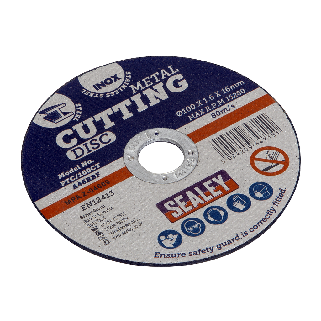 100 x 1.6mm Cutting Disc 16mm Bore PTC/100CT