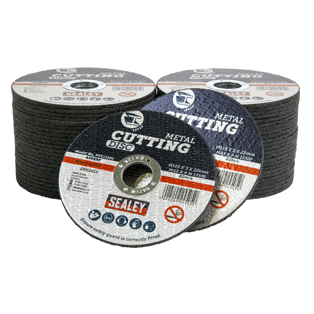 115 x 3mm Cutting Disc 22mm Bore - Pack of 50 PTC/115C50