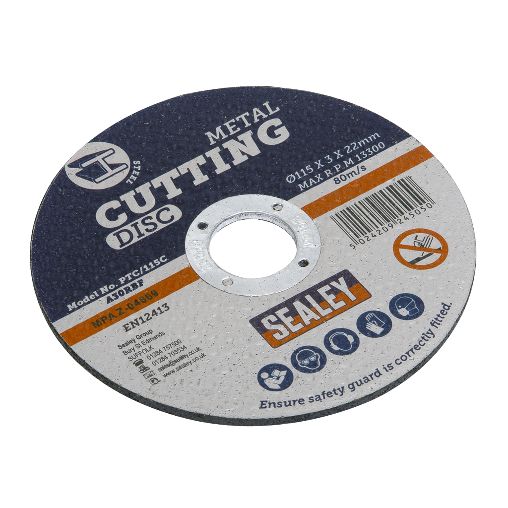 115 x 3mm Cutting Disc 22mm Bore - Pack of 50 PTC/115C50