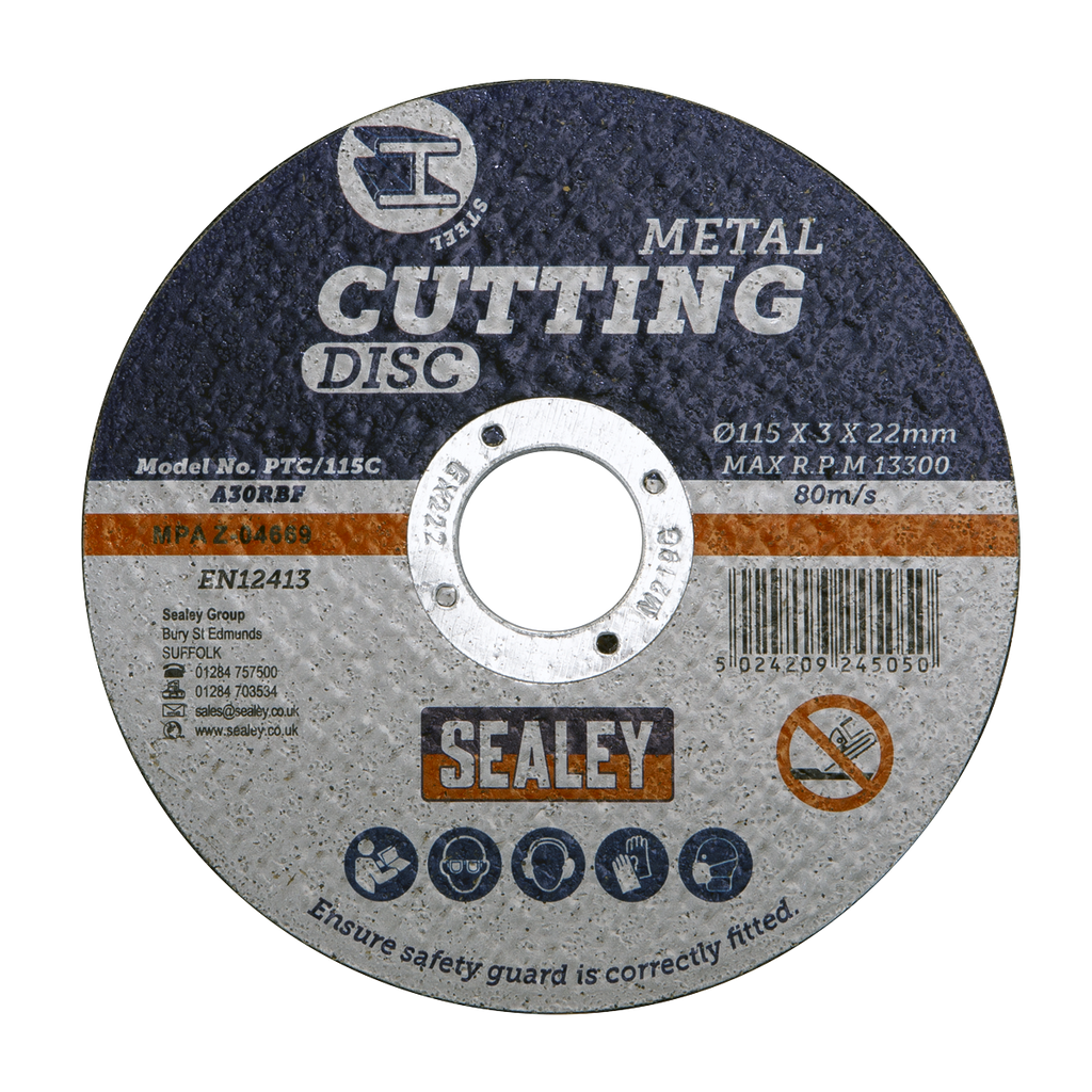 115 x 3mm Cutting Disc 22mm Bore - Pack of 50 PTC/115C50