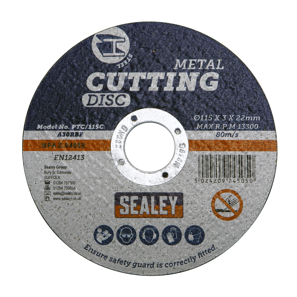 115 x 3mm Cutting Disc 22mm Bore - Pack of 50 PTC/115C50