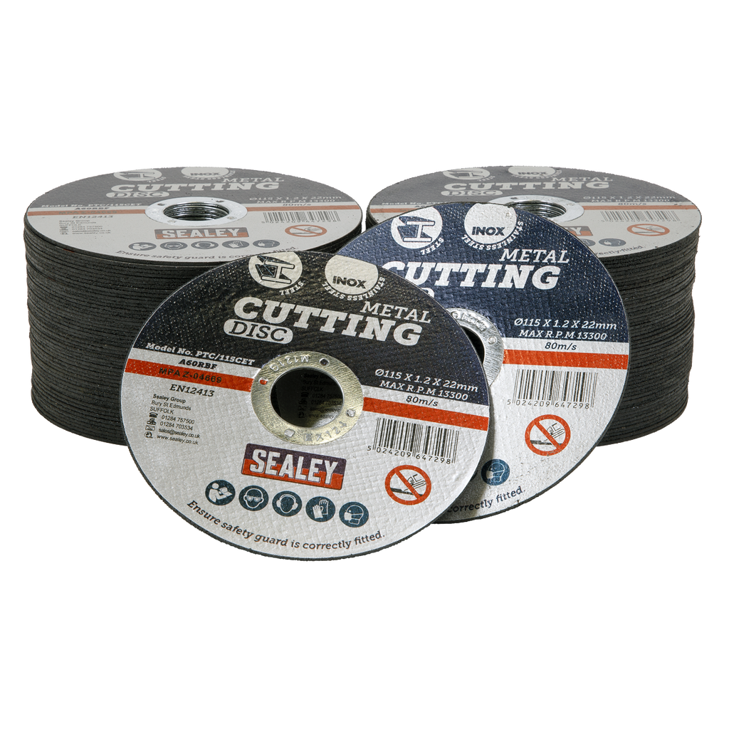 115 x 1.2mm Cutting Disc 22mm Bore - Pack of 100 PTC/115CET100