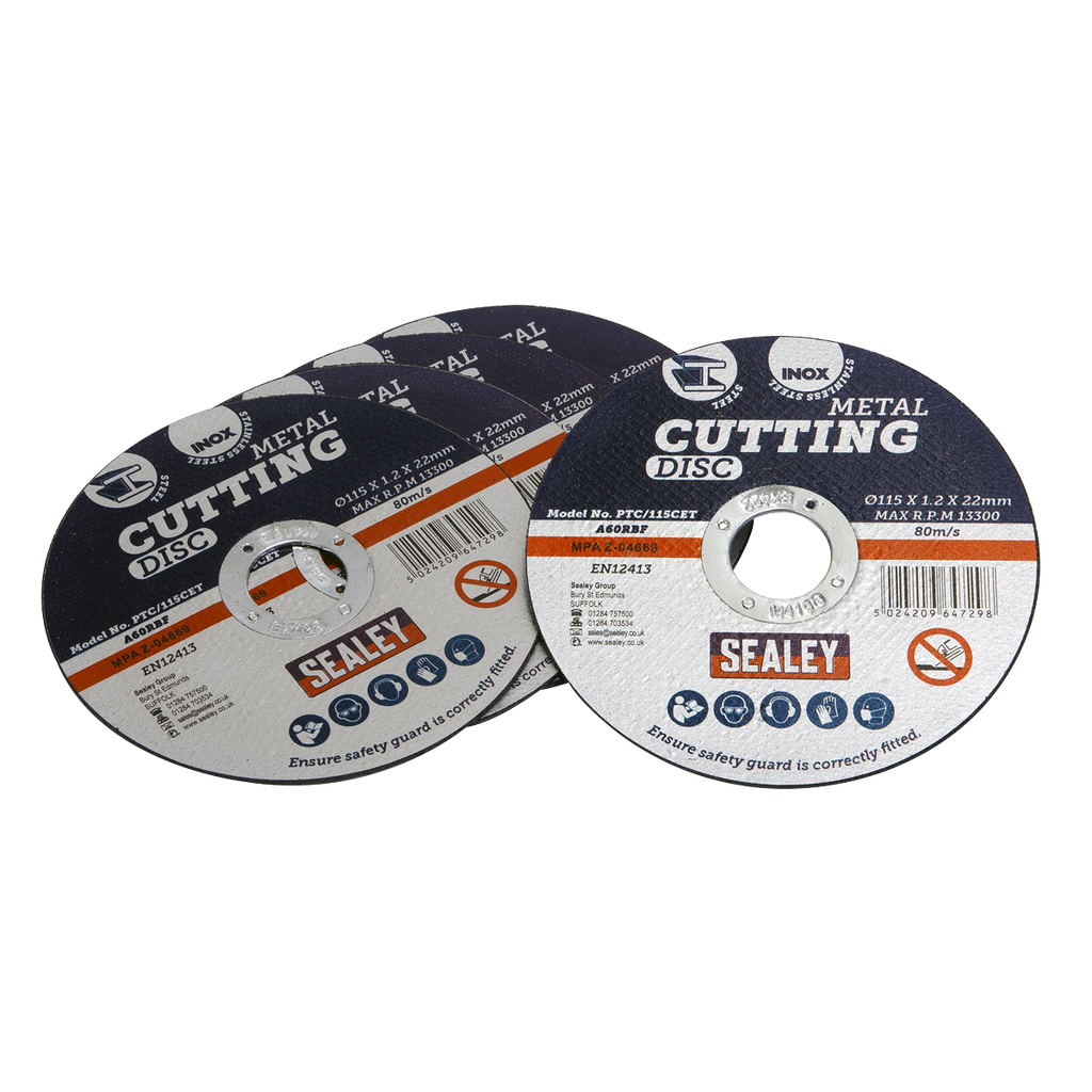115 x 1.2mm Cutting Disc 22mm Bore - Pack of 5 PTC/115CET5