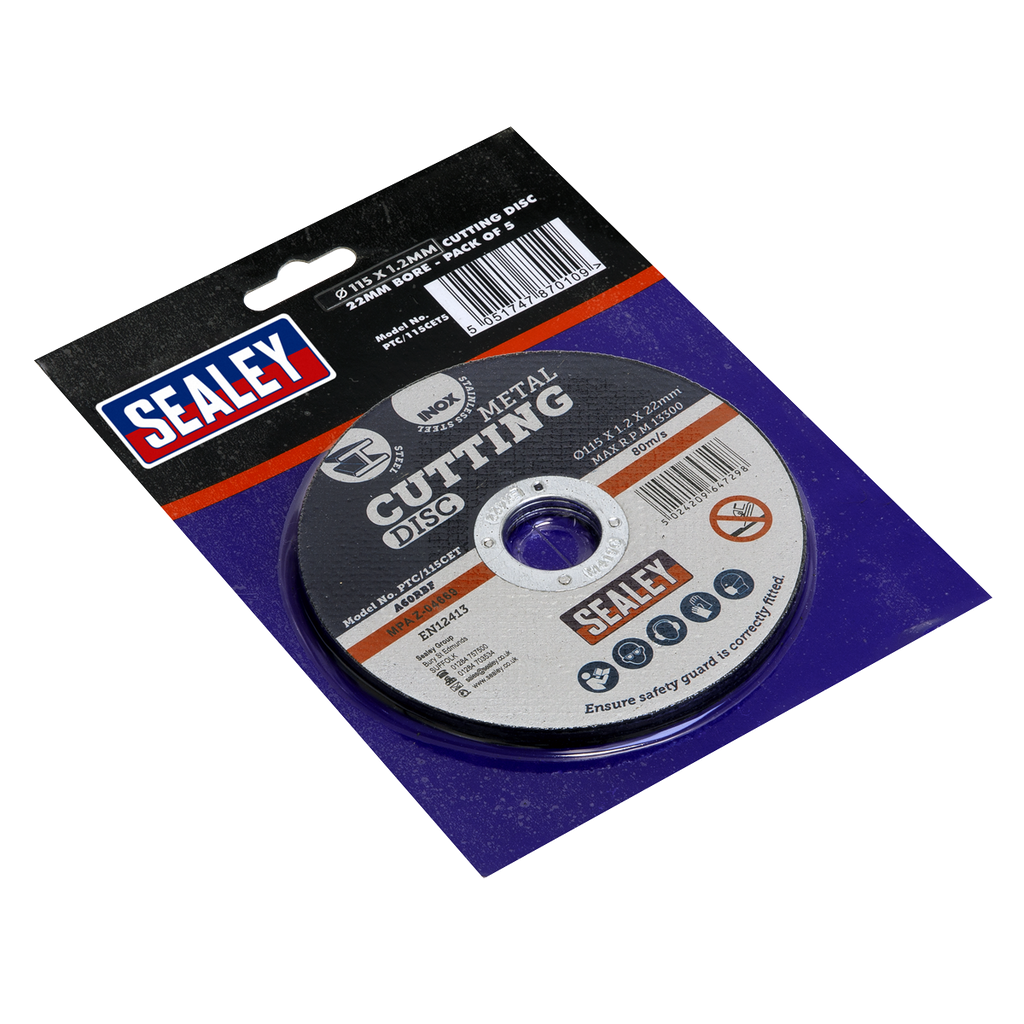 115 x 1.2mm Cutting Disc 22mm Bore - Pack of 5 PTC/115CET5