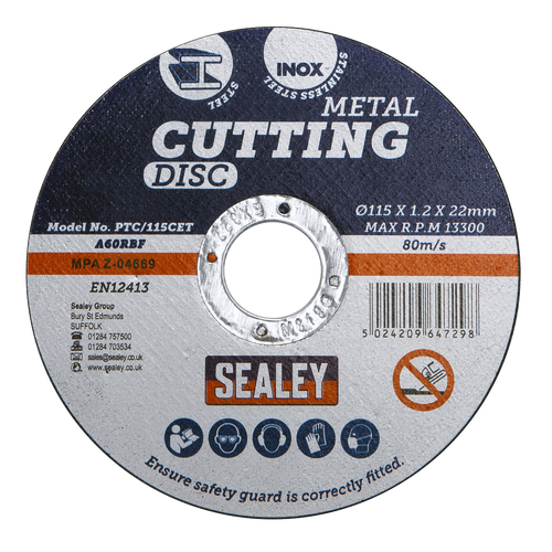 115 x 1.2mm Cutting Disc 22mm Bore PTC/115CET