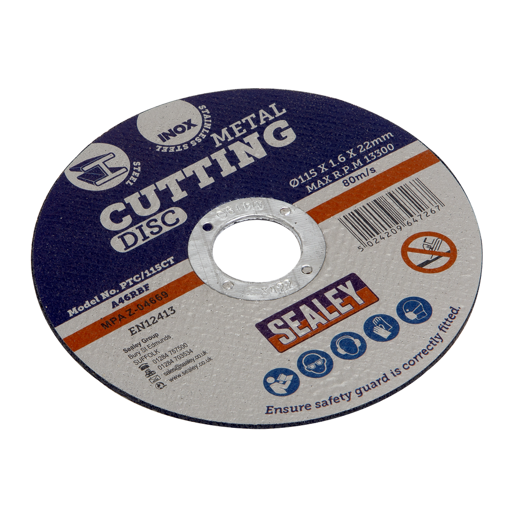 115 x 1.6mm Cutting Disc 22mm Bore - Pack of 50 PTC/115CT50