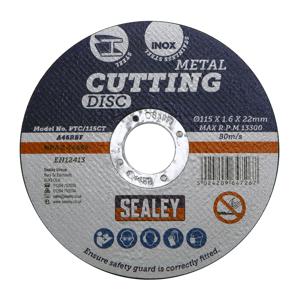 115 x 1.6mm Cutting Disc 22mm Bore - Pack of 50 PTC/115CT50