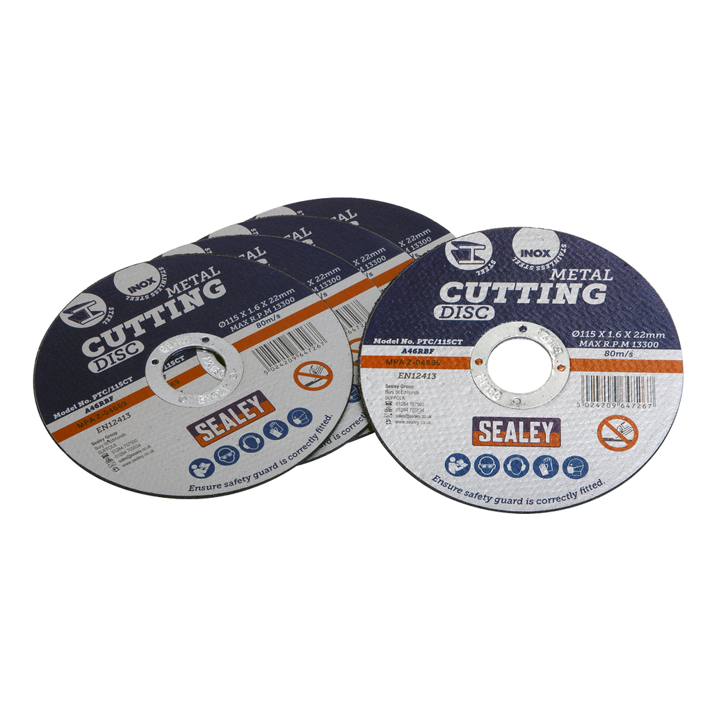 115 x 1.6mm Cutting Disc 22mm Bore - Pack of 5 PTC/115CT5