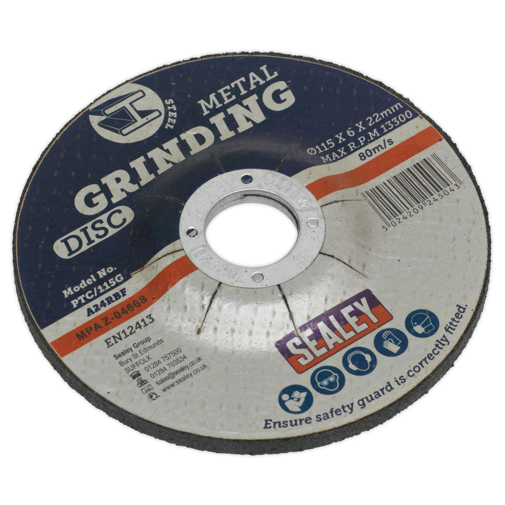 115 x 6mm Grinding Disc 22mm Bore PTC/115G