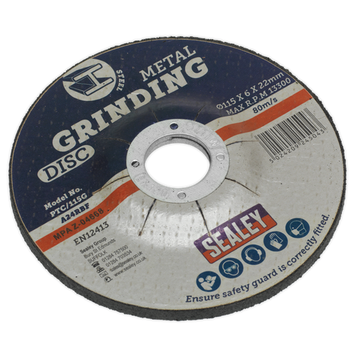 115 x 6mm Grinding Disc 22mm Bore PTC/115G