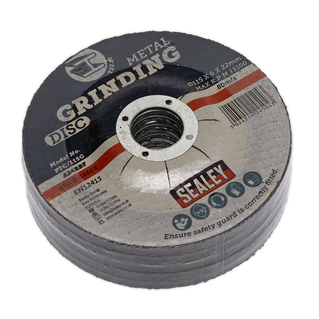 115 x 6mm Grinding Disc 22mm Bore - Pack of 5 PTC/115G5