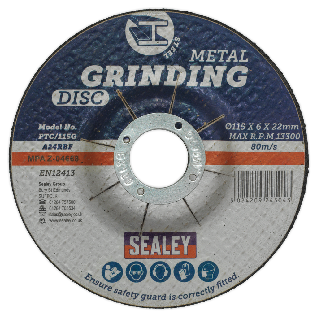 115 x 6mm Grinding Disc 22mm Bore PTC/115G