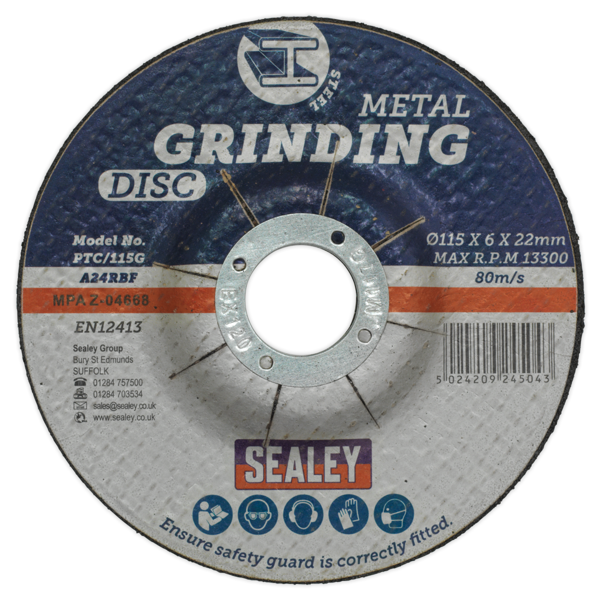 115 x 6mm Grinding Disc 22mm Bore PTC/115G