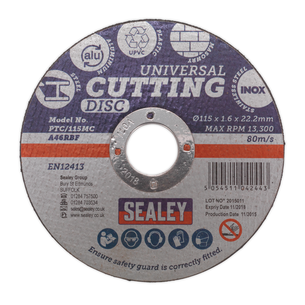 115 x 1.6mm Universal Cutting Disc 22mm Bore PTC/115MC