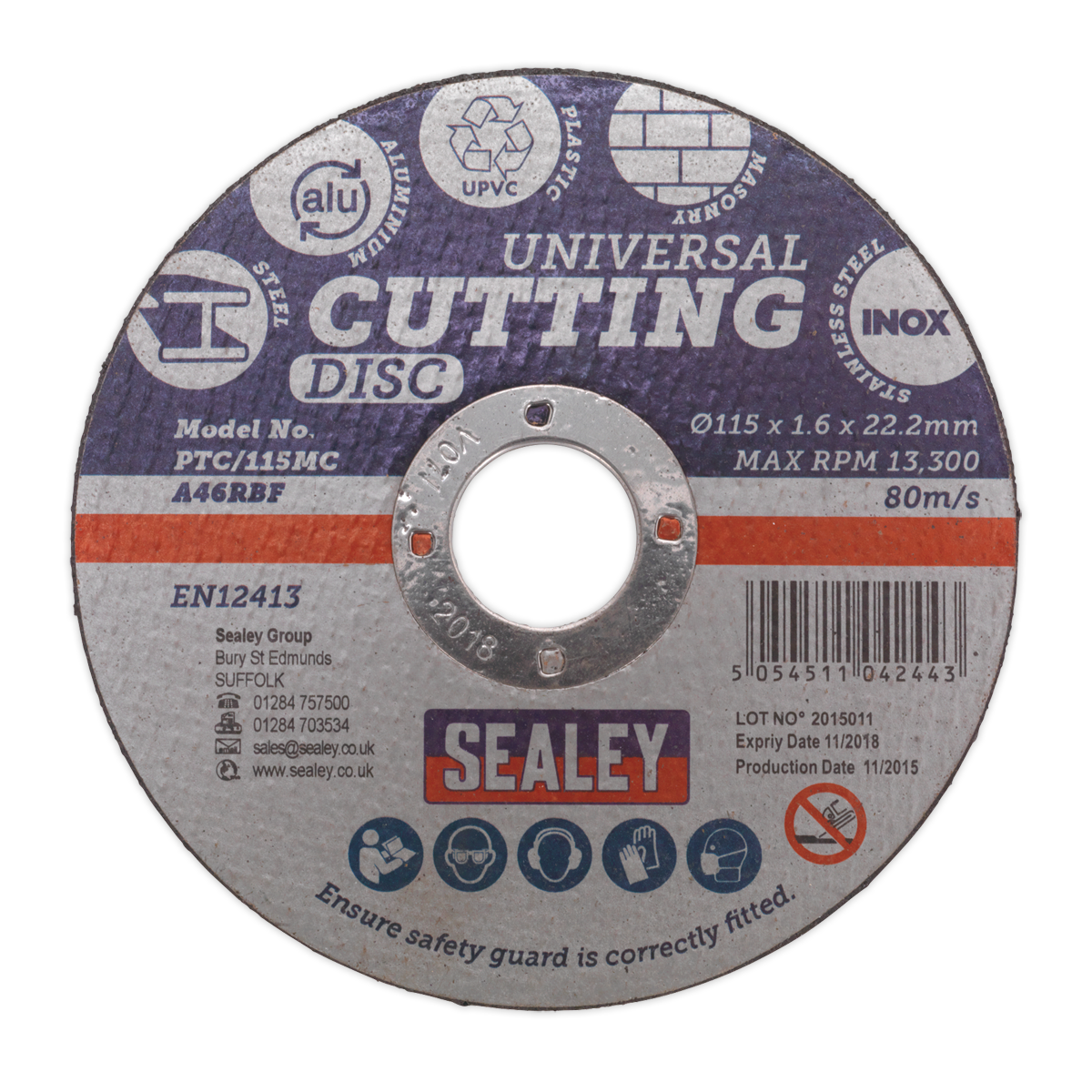 115 x 1.6mm Universal Cutting Disc 22mm Bore PTC/115MC