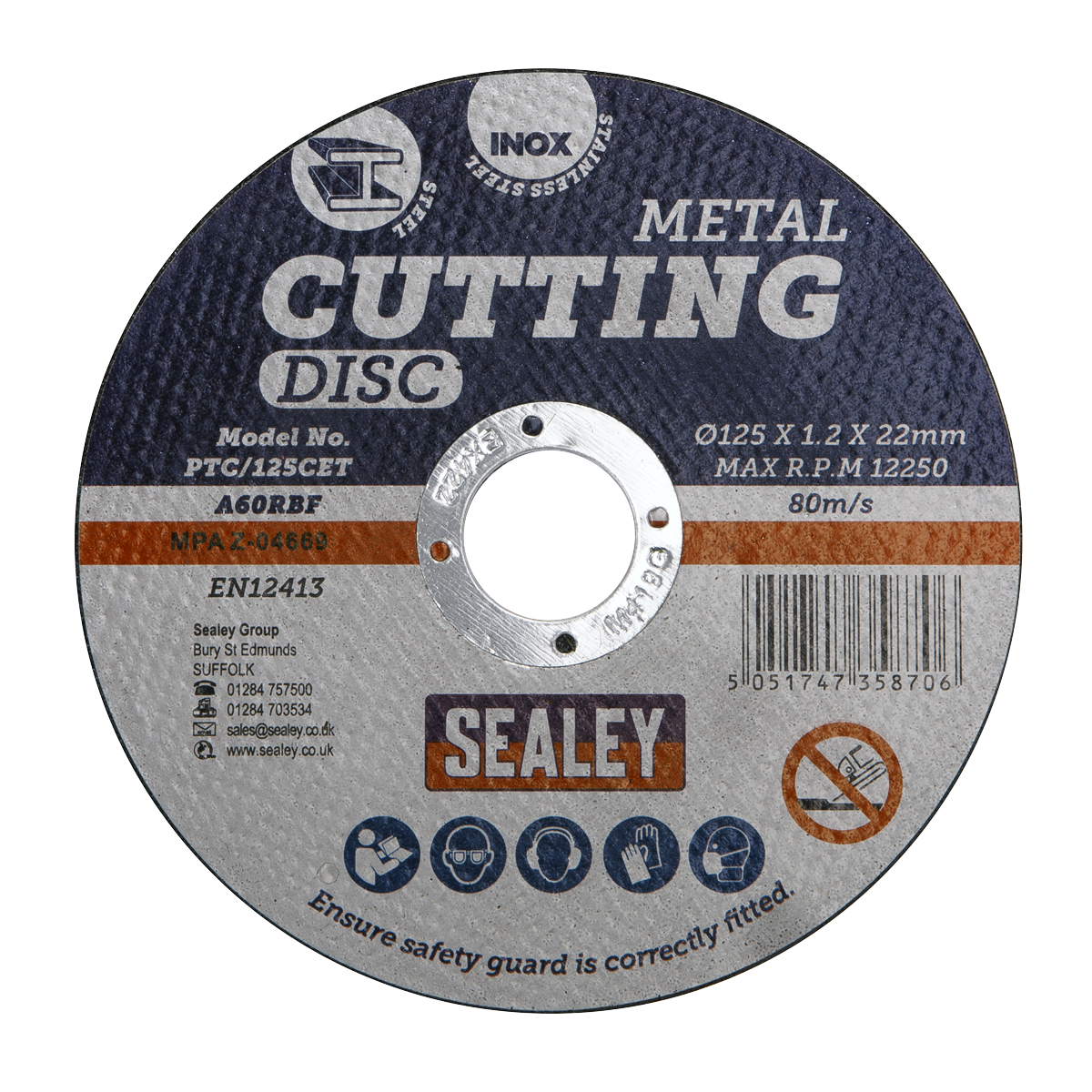 125 x 1.2mm Cutting Disc 22mm Bore PTC/125CET