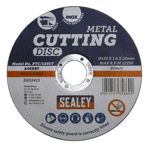 125 x 1.6mm Cutting Disc 22mm Bore PTC/125CT