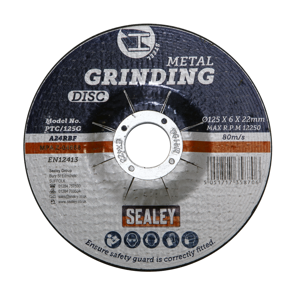 125 x 6mm Grinding Disc 22mm Bore PTC/125G
