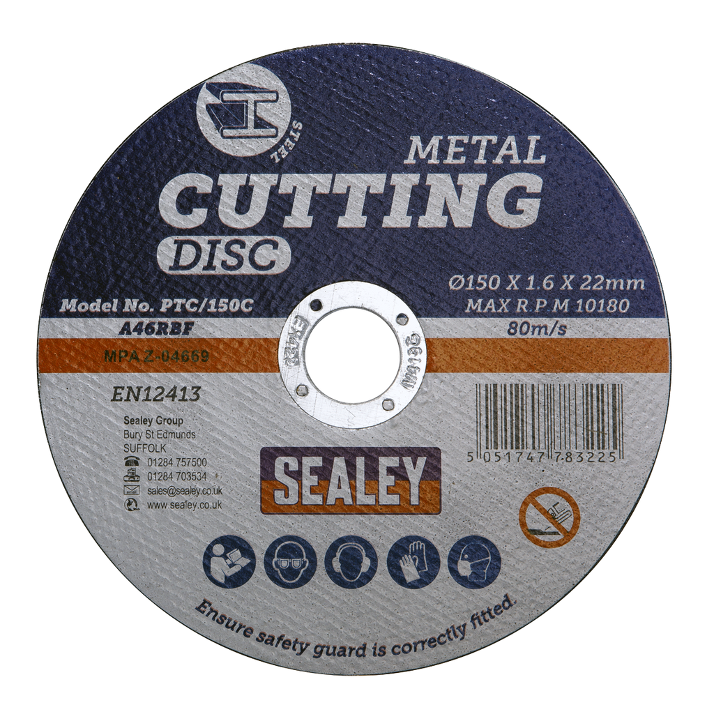 150 x 1.6mm Cutting Disc 22mm Bore PTC/150C