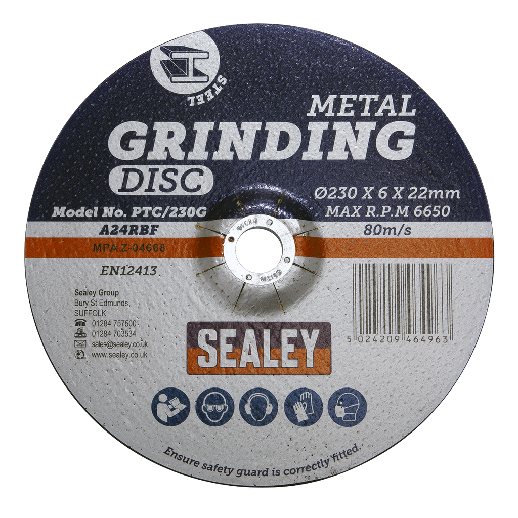 230 x 6mm Grinding Disc 22mm Bore PTC/230G