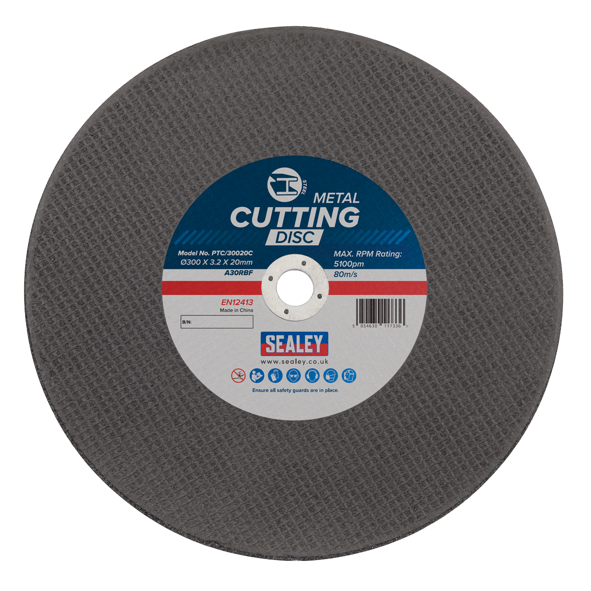 300 x 3.2mm Flat Metal Cutting Disc 20mm Bore PTC/30020C