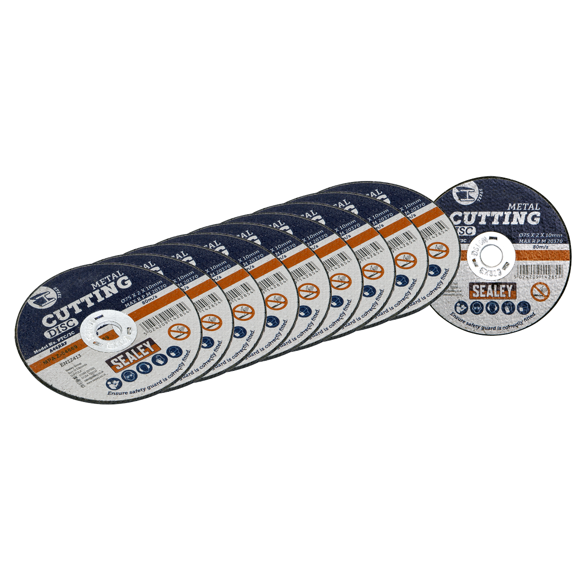 75 x 2mm Cutting Disc 10mm Bore - Pack of 10 PTC/3C10