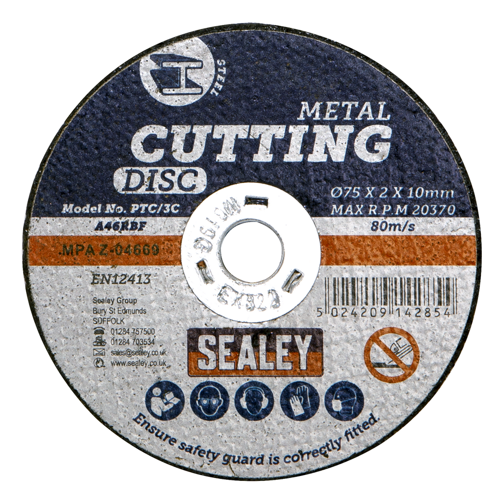 75 x 2mm Cutting Disc 10mm Bore - Pack of 10 PTC/3C10