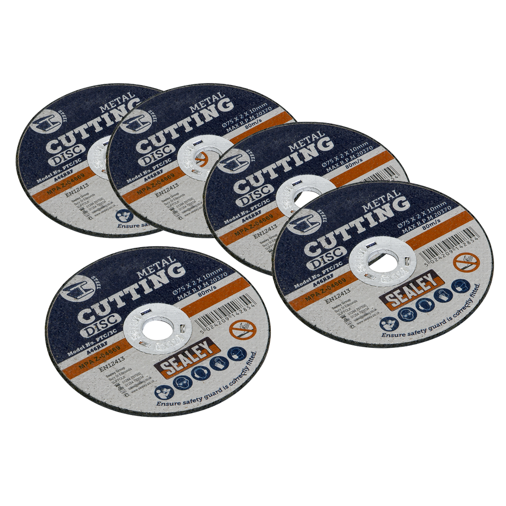 75 x 2mm Cutting Disc 10mm Bore - Pack of 5 PTC/3C5