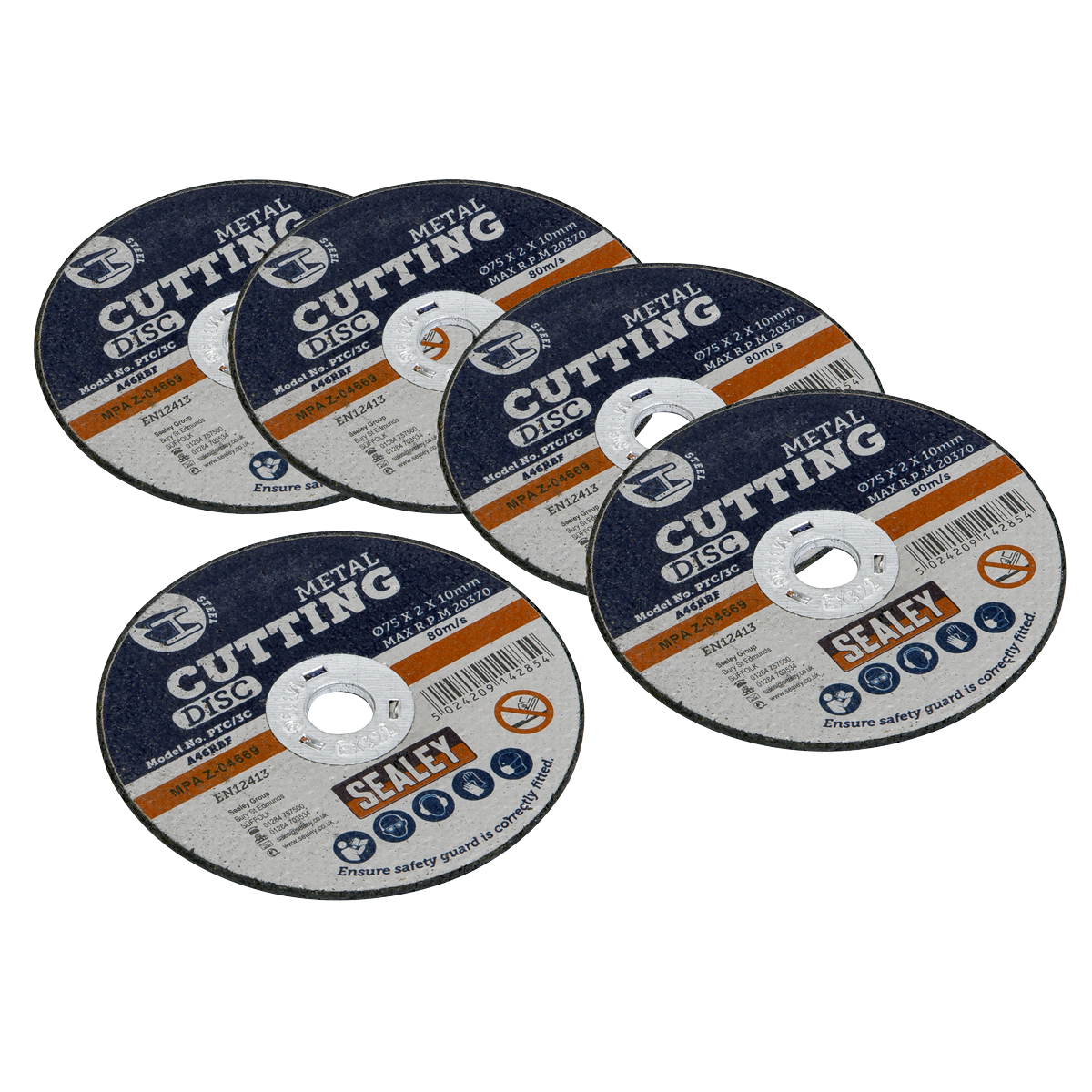 75 x 2mm Cutting Disc 10mm Bore - Pack of 5 PTC/3C5