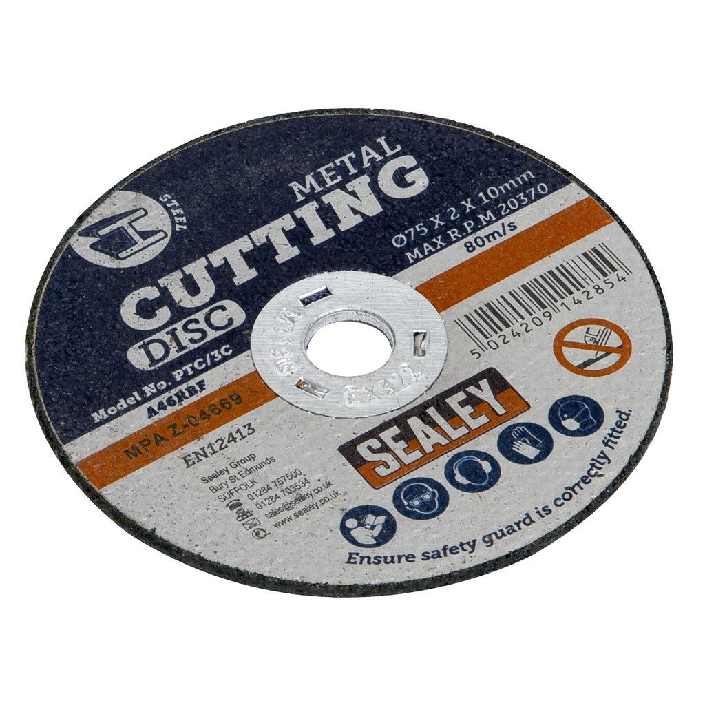 75 x 2mm Cutting Disc 10mm Bore - Pack of 5 PTC/3C5