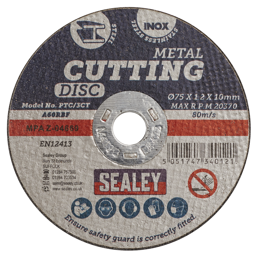 75 x 1.2mm Cutting Disc 10mm Bore - Pack of 100 PTC/3CT100