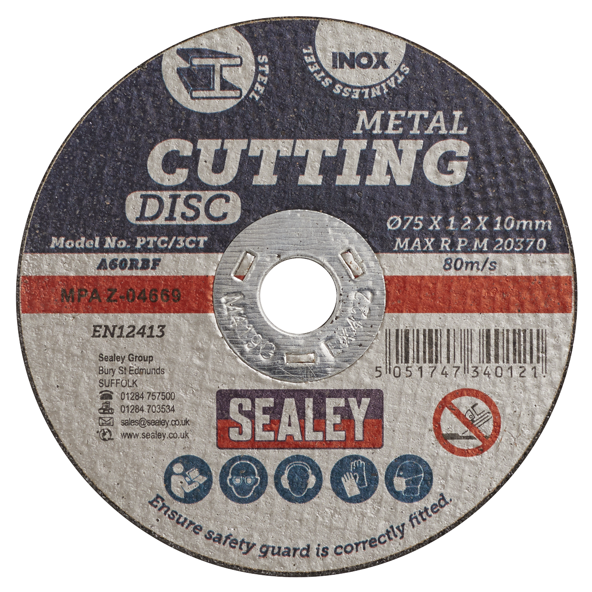 75 x 1.2mm Cutting Disc 10mm Bore - Pack of 100 PTC/3CT100