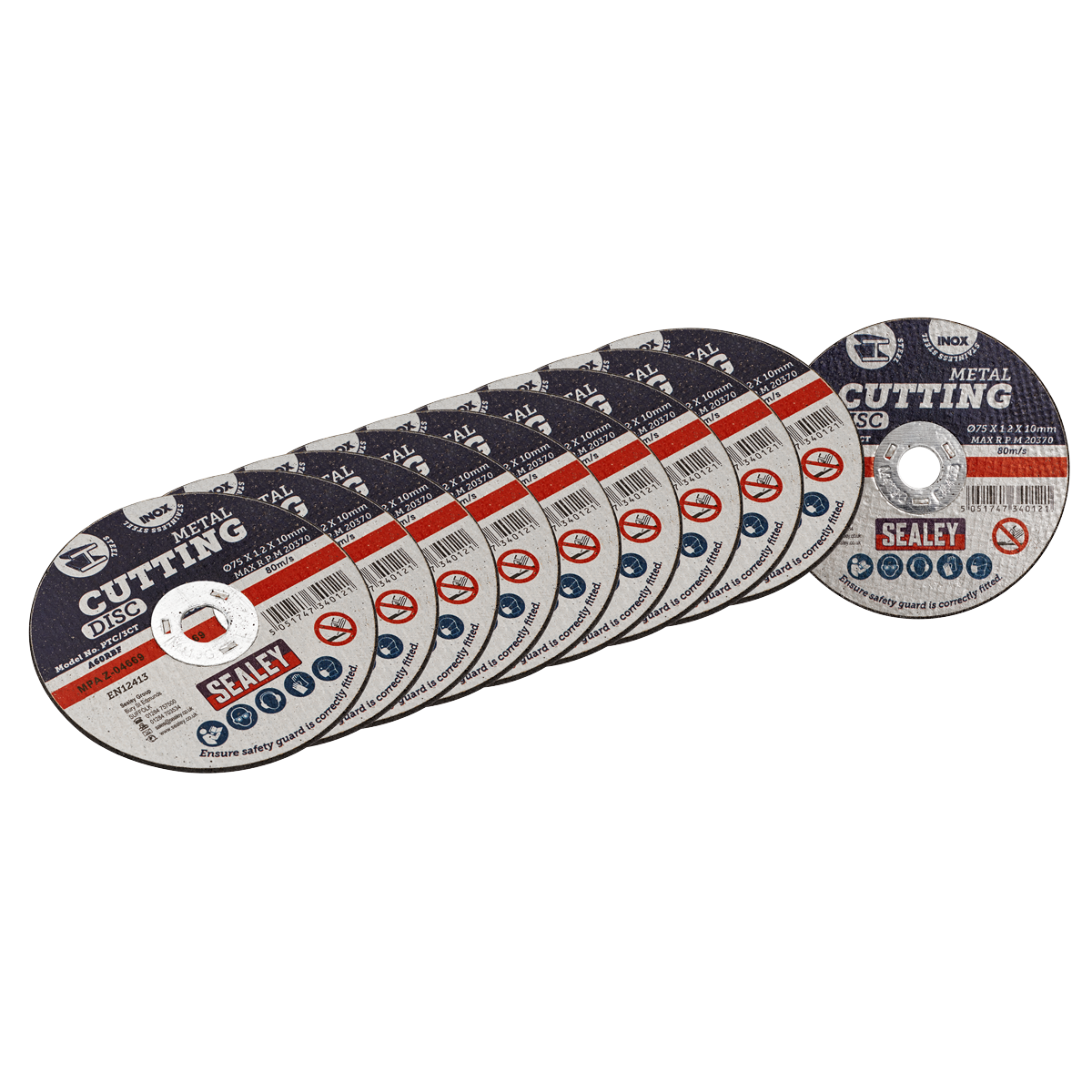 75 x 1.2mm Cutting Disc 10mm Bore - Pack of 10 PTC/3CT10