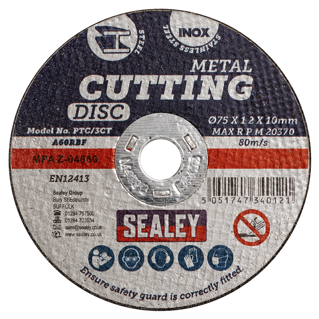 75 x 1.2mm Cutting Disc 10mm Bore - Pack of 10 PTC/3CT10