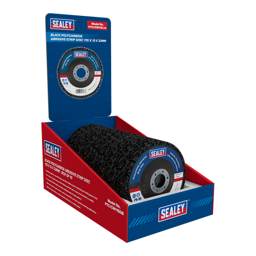 115 x 13mm Black Polycarbide Abrasive Strip Disc 22mm Bore - Display Box of 10 PTC/CW115DB