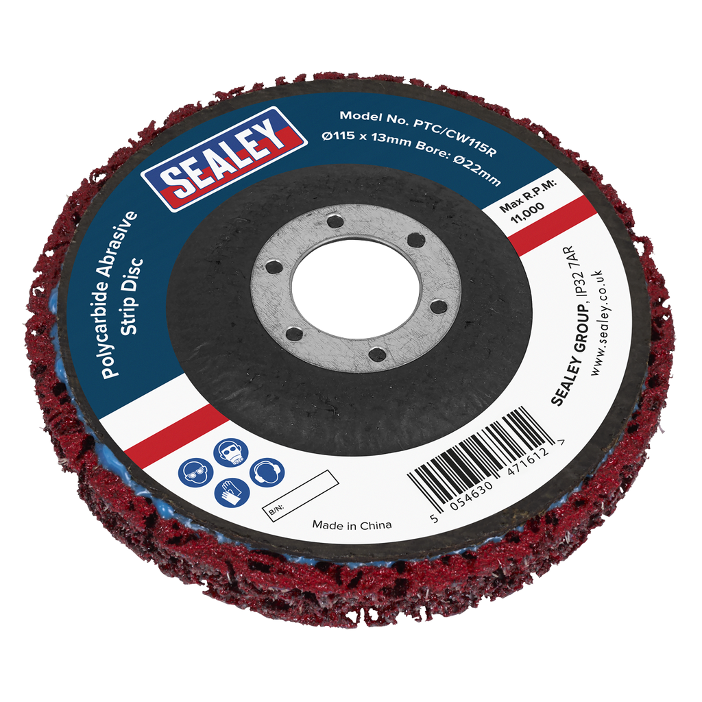 115 x 13mm Polycarbide Abrasive Strip Disc 22mm Bore - Red PTC/CW115R