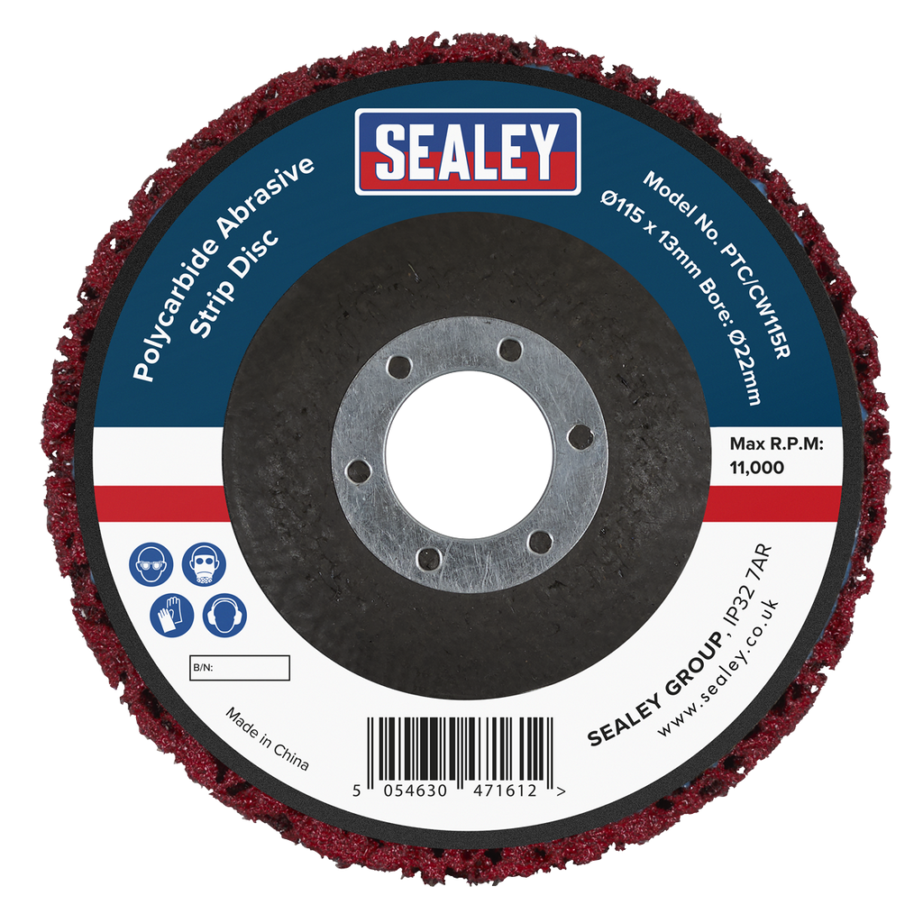 115 x 13mm Polycarbide Abrasive Strip Disc 22mm Bore - Red PTC/CW115R