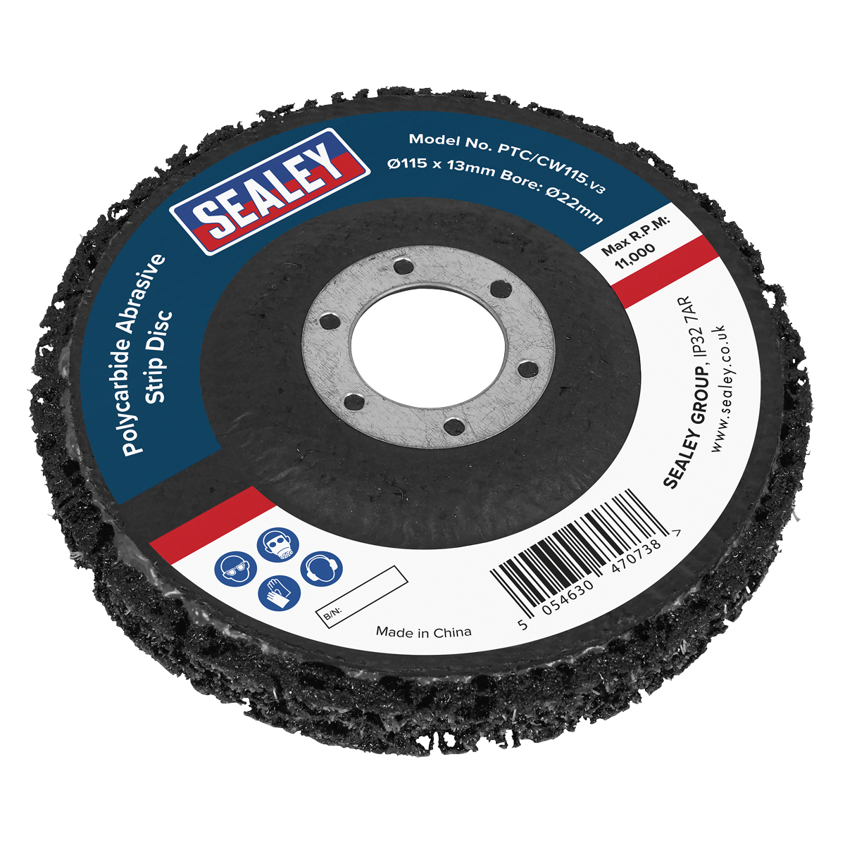 115 x 13mm Polycarbide Abrasive Strip Disc 22mm Bore - Black PTC/CW115