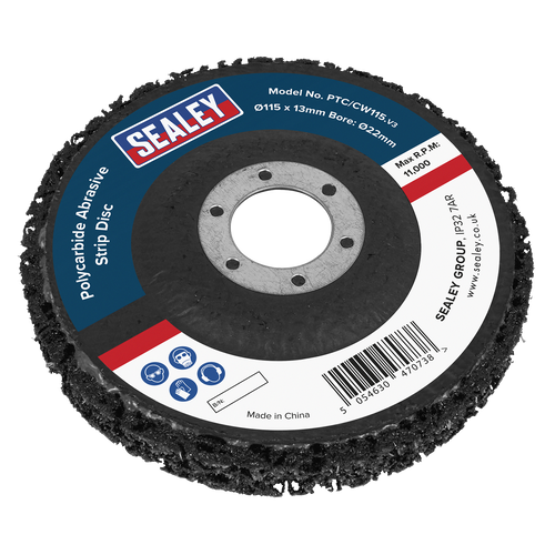 115 x 13mm Polycarbide Abrasive Strip Disc 22mm Bore - Black PTC/CW115