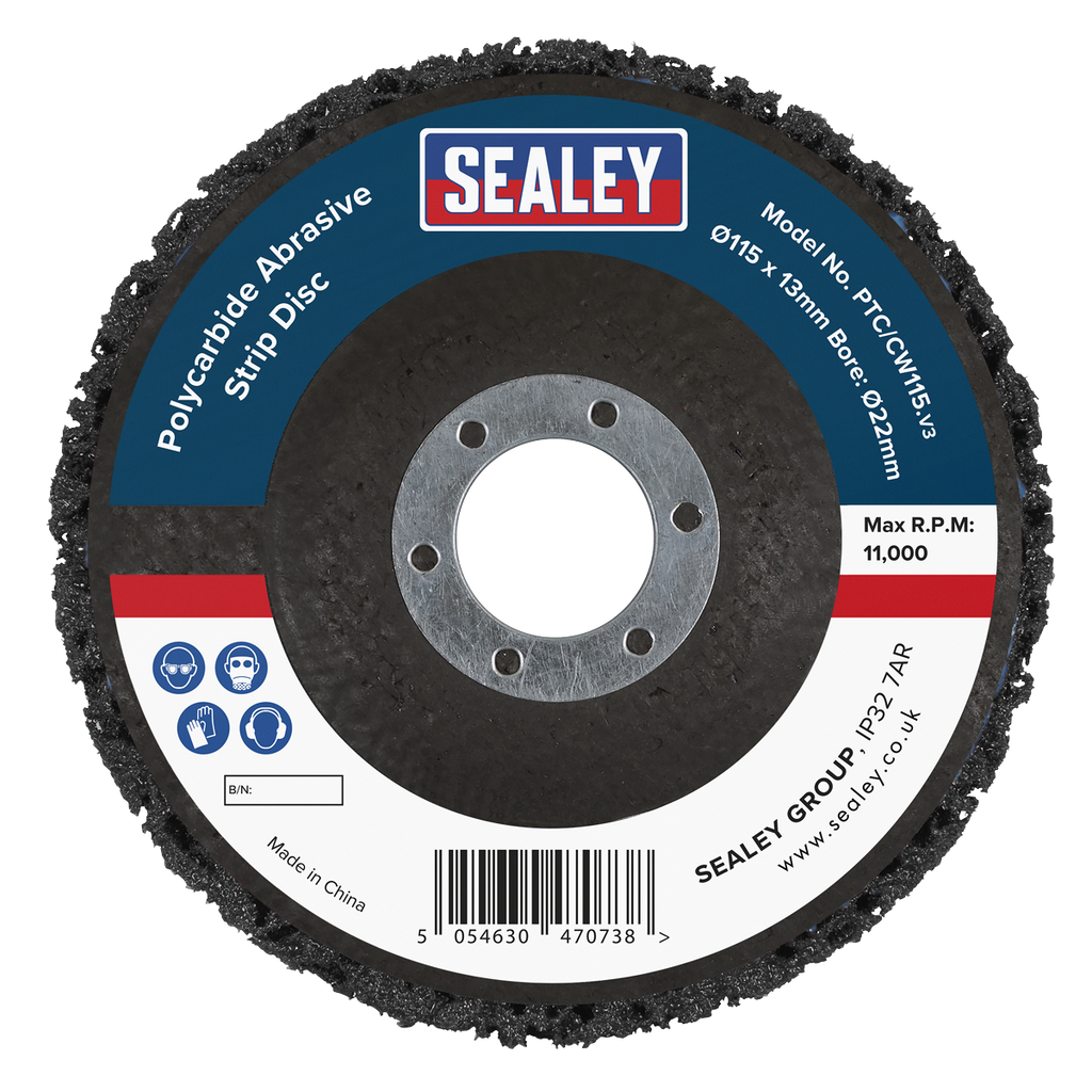 115 x 13mm Polycarbide Abrasive Strip Disc 22mm Bore - Black PTC/CW115